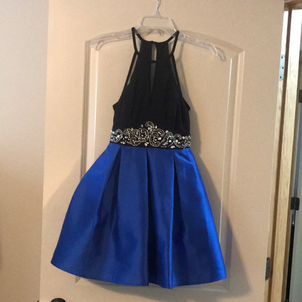 Black and royal blue formal dress